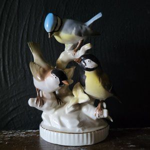 Vintage Erphila Germany Porcelain Figurine Three Birds in a Tree